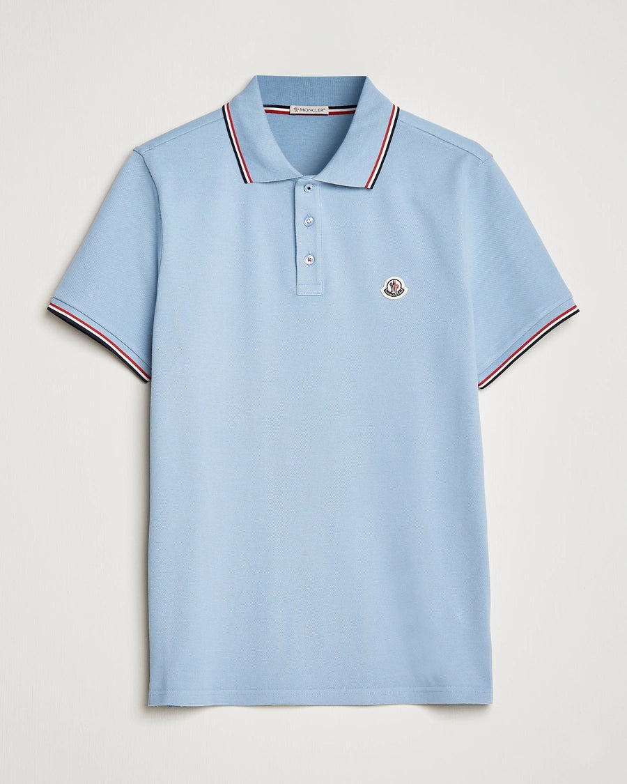 Moncler Light Blue Cotton Polo Shirt