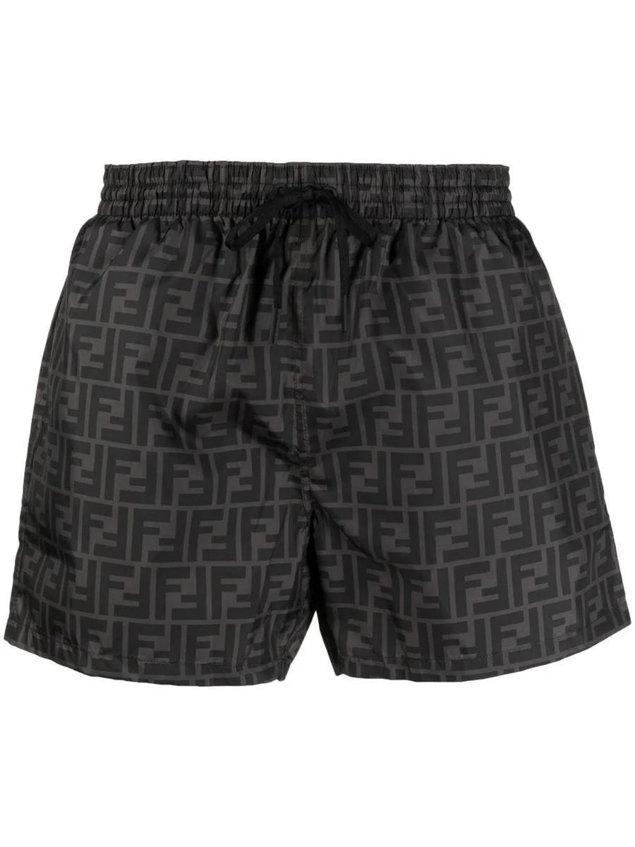 Fendi Swim Shorts Black tech fabric shorts
