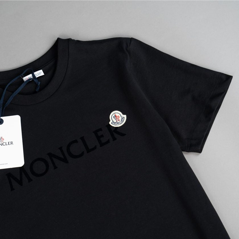 Moncler Black Flocked Logo T-shirt