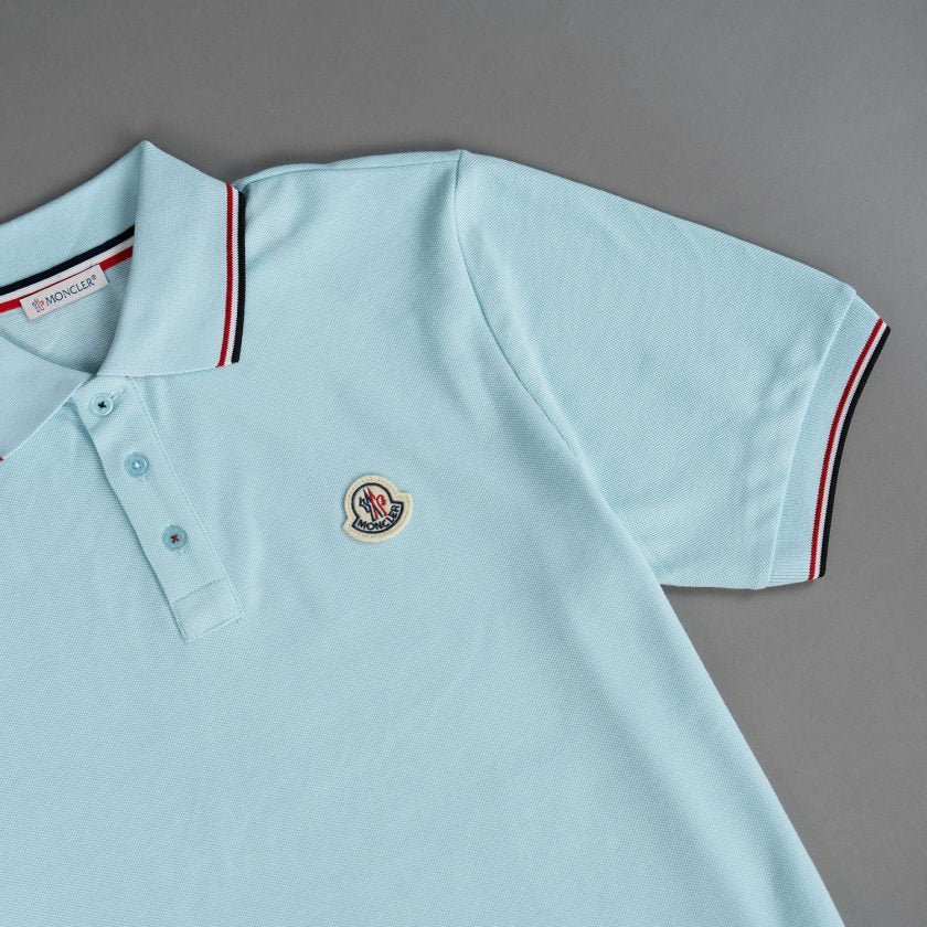 Moncler Light Blue Cotton Polo Shirt