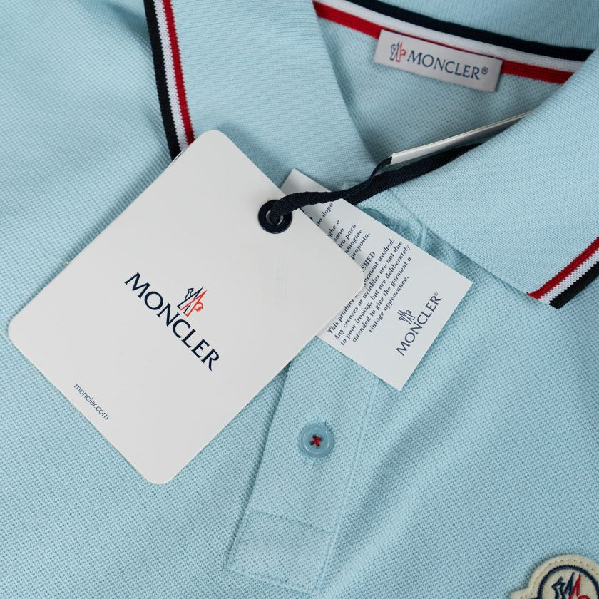 Moncler Light Blue Cotton Polo Shirt