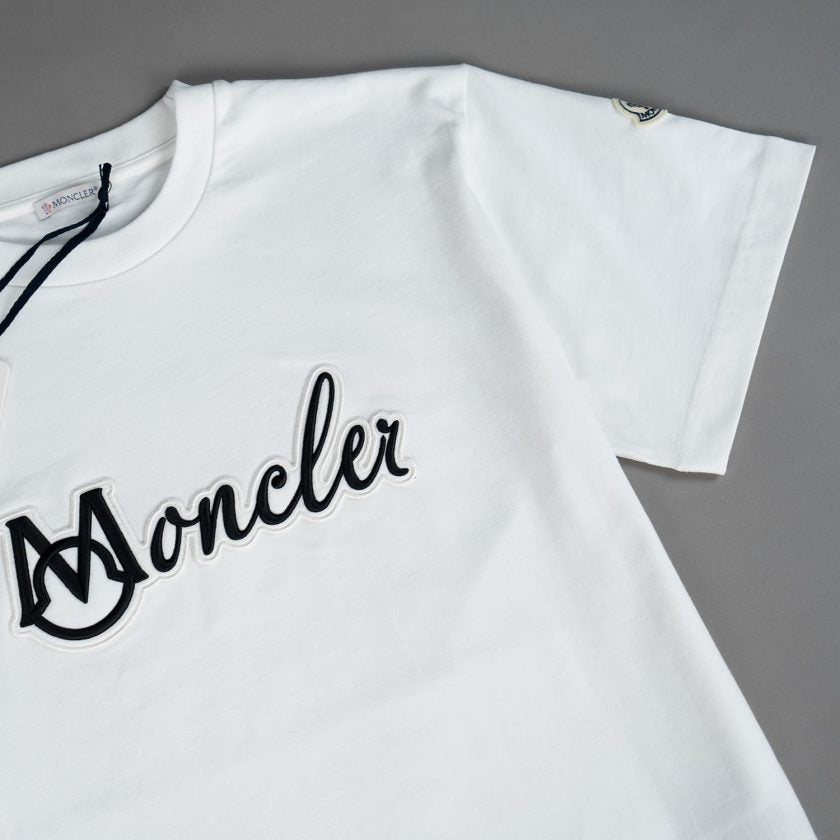 Moncler White Varsity Logo T-shirt