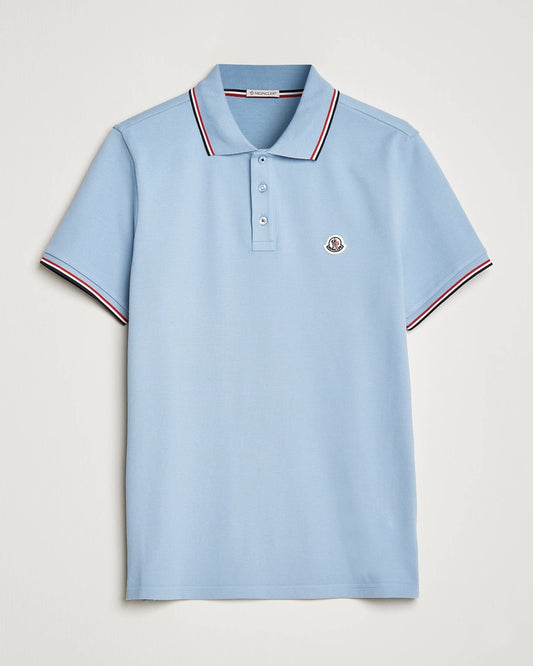 Moncler Light Blue Cotton Polo Shirt