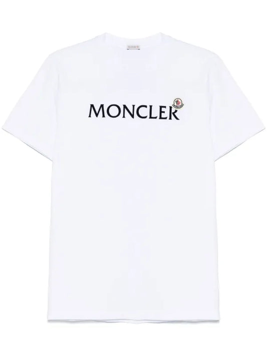 Moncler White Flocked Logo T-shirt